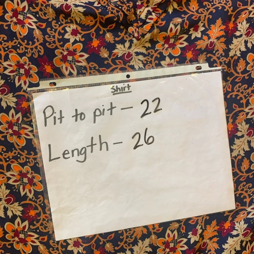 Banana Republic Large Red and orange Puff Sleeve Blouse floral V neck detail